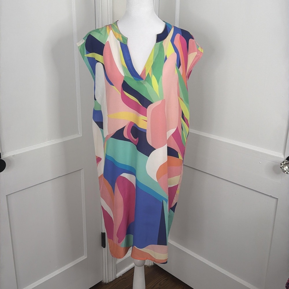 Tori Richard Dress Womens 10 Silk Tahiti Punch Hawaiian Tropical Shift Sundress